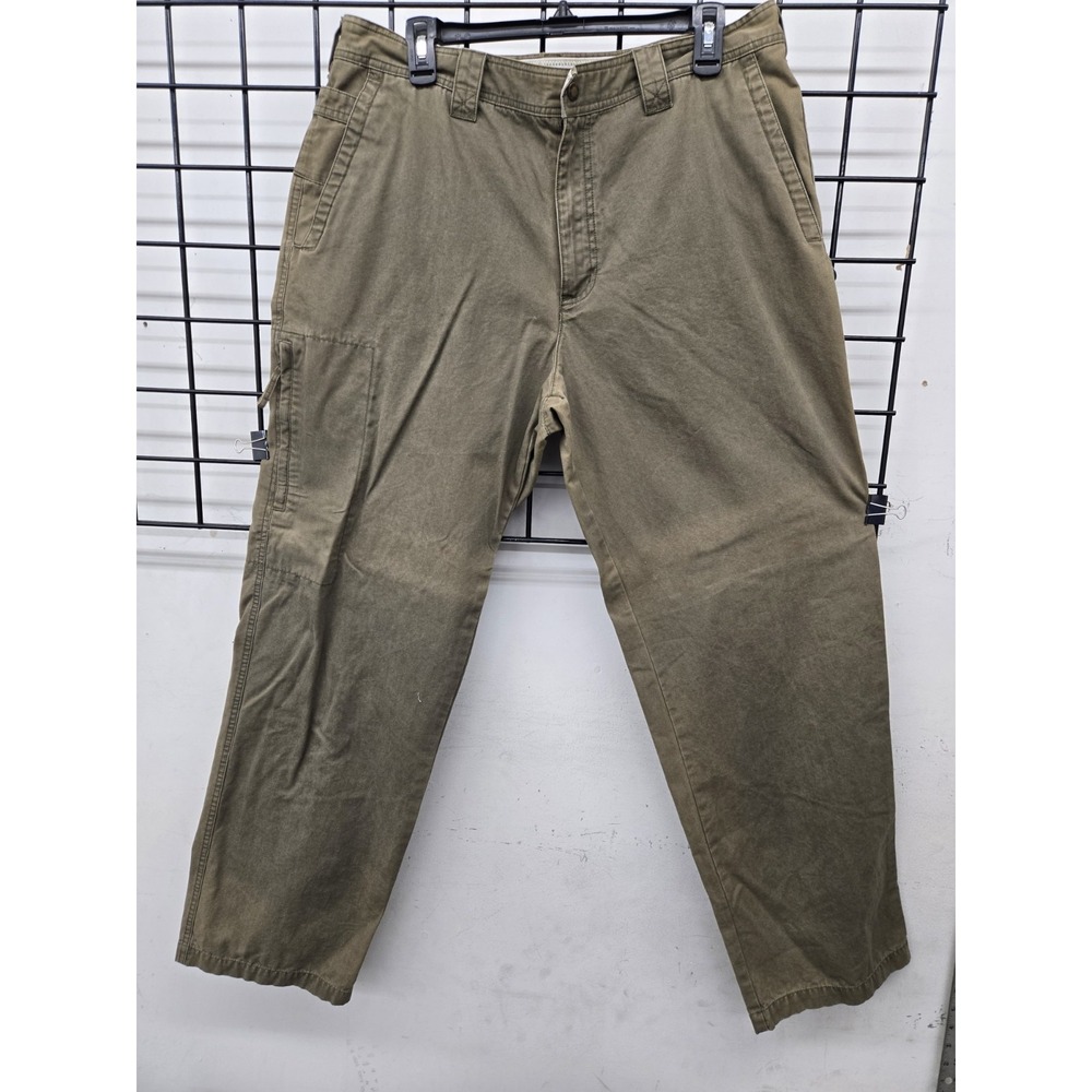 Columbia Men's Work Pants Olive 36x32 Hidden  Side Pocket Visible‎ Discoloration